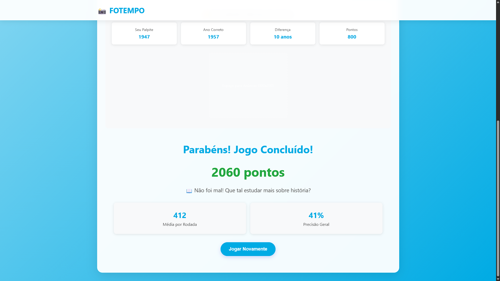 Acertos e pontuação